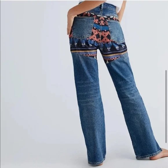 Free People Rocky Mountain Corduroy Patchwork Jeans - Picture 3 of 16